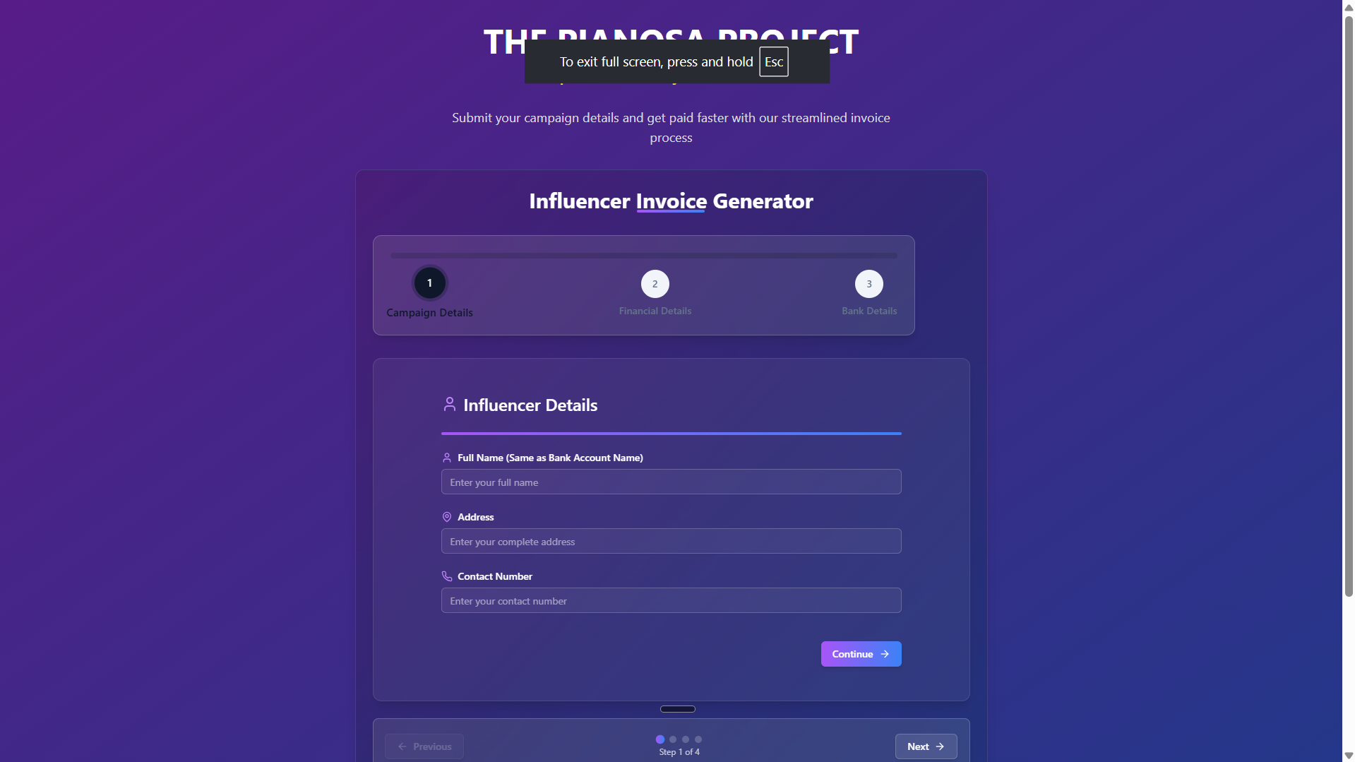 INFLUENCER INVOICE GENERATOR 